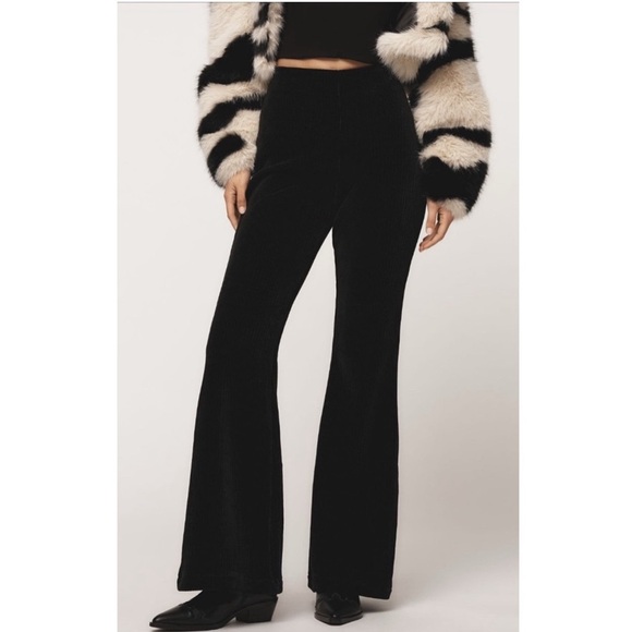 Anthropologie Pants - NWT Anthropologie '70s Ribbed Velour High Rise Flared Wide Leg Pant Black Medium
